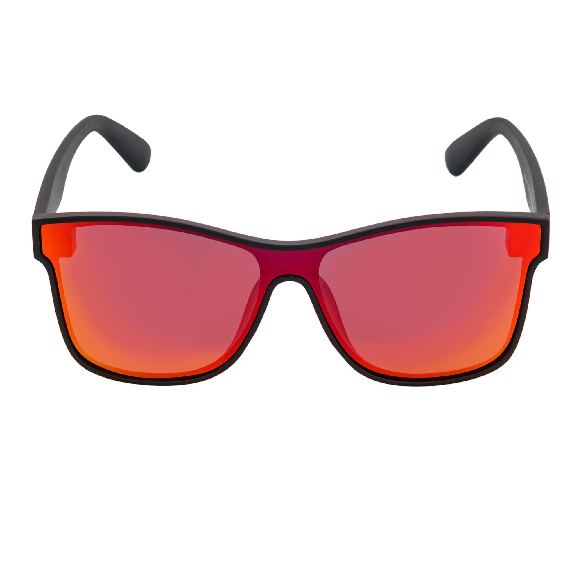 PRIME TIME - Polarized Flat Lens Sunglasses Matte Black Red Mirror