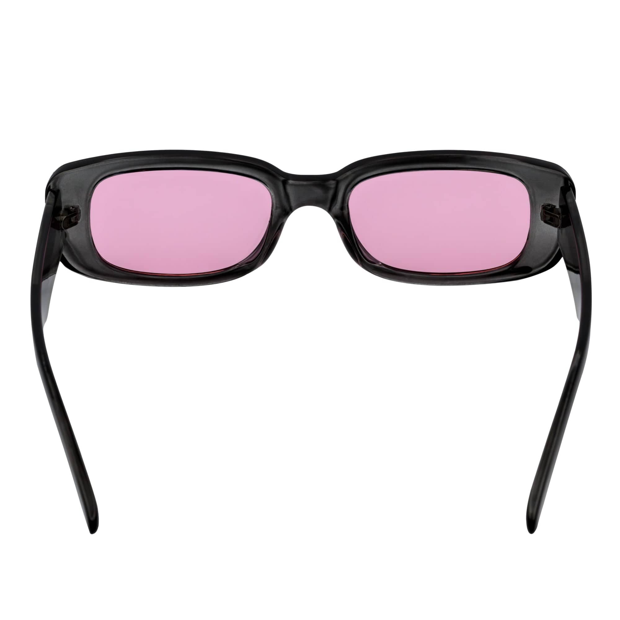 SLIM - Retro 90s Slim Small Rectangle Sunglasses Crystal Clear Pink Tint