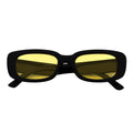SLIM - Retro 90s Slim Rectangle Sunglasses Black Yellow Night Driving Lens