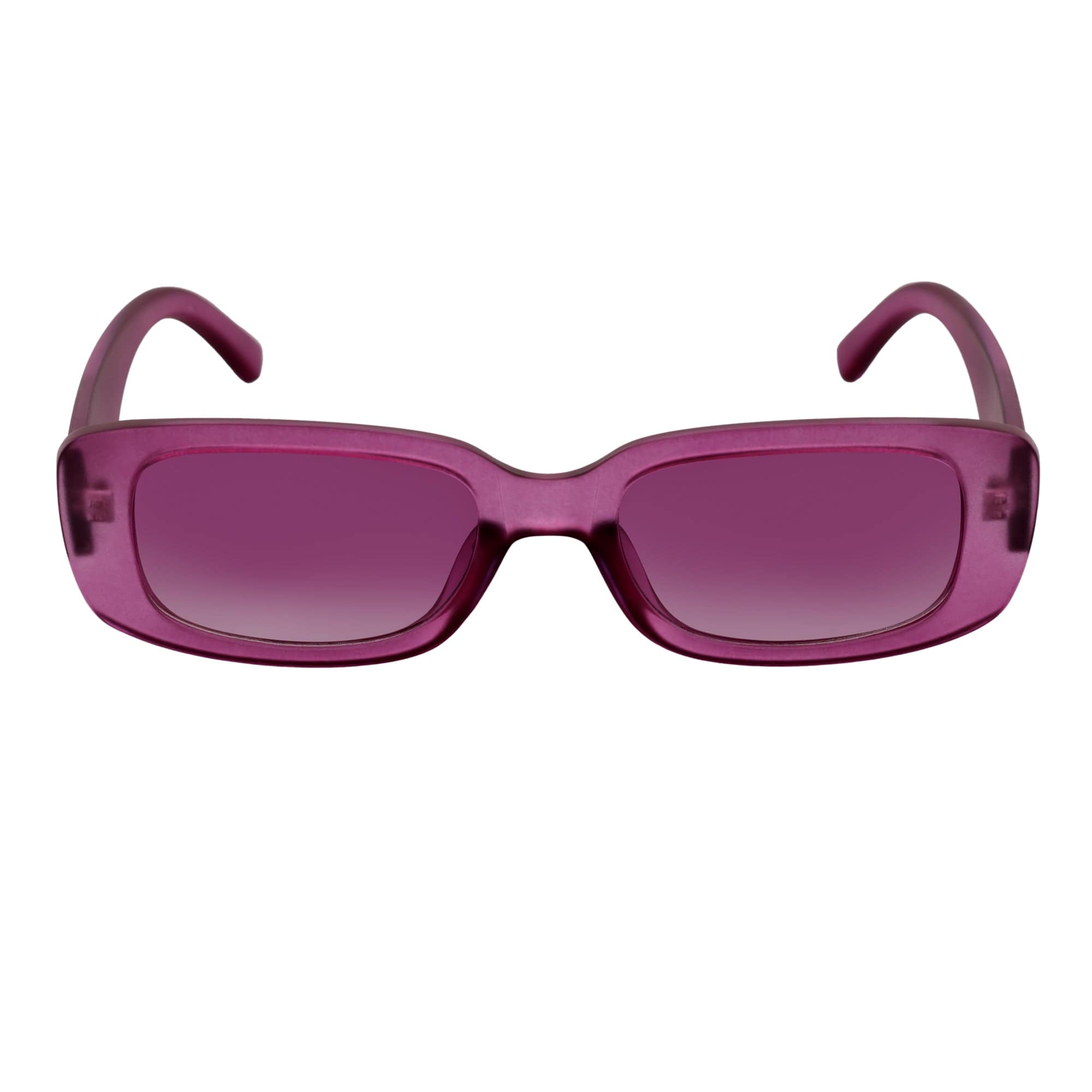 SLIM - Retro 90s Slim Small Rectangle Sunglasses Purple Frame Purple Tint