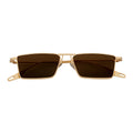 ZUIKO - Small Retro 90s Fashion Metal Rectangle Sunglasses Gold Brown Tint
