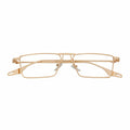 ZUIKO - Small Retro 90s Fashion Metal Rectangle Glasses Gold Clear Blue Light Lens