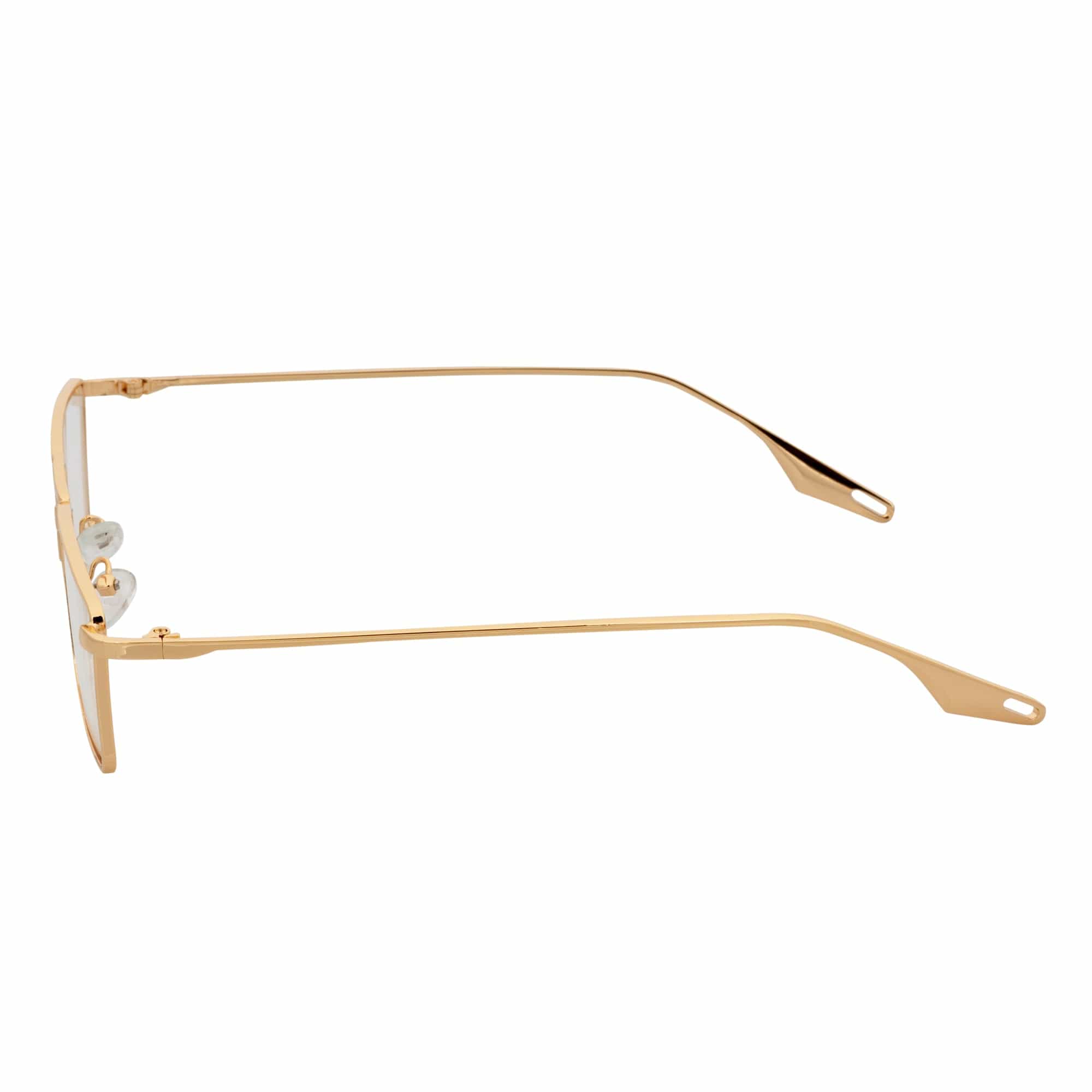 ZUIKO - Small Retro 90s Fashion Metal Rectangle Glasses Gold Clear Blue Light Lens