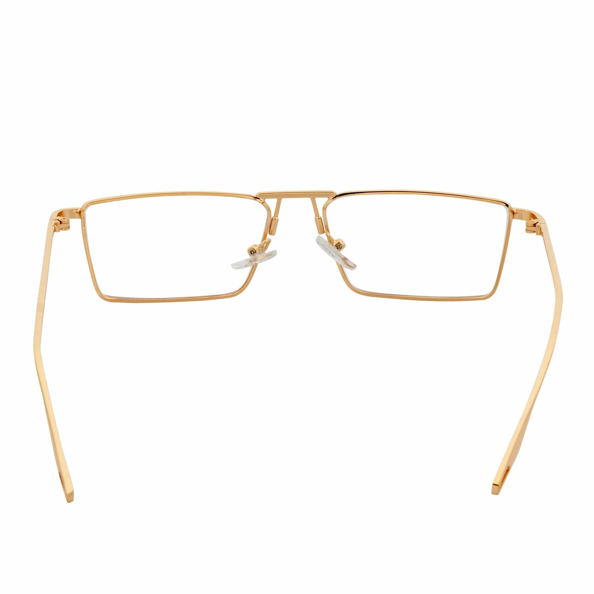 ZUIKO - Small Retro 90s Fashion Metal Rectangle Glasses Gold Clear Blue Light Lens