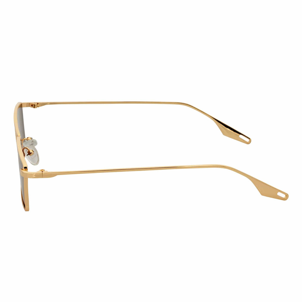 ZUIKO - Small Retro 90s Fashion Metal Rectangle Sunglasses Gold Smoke Tint