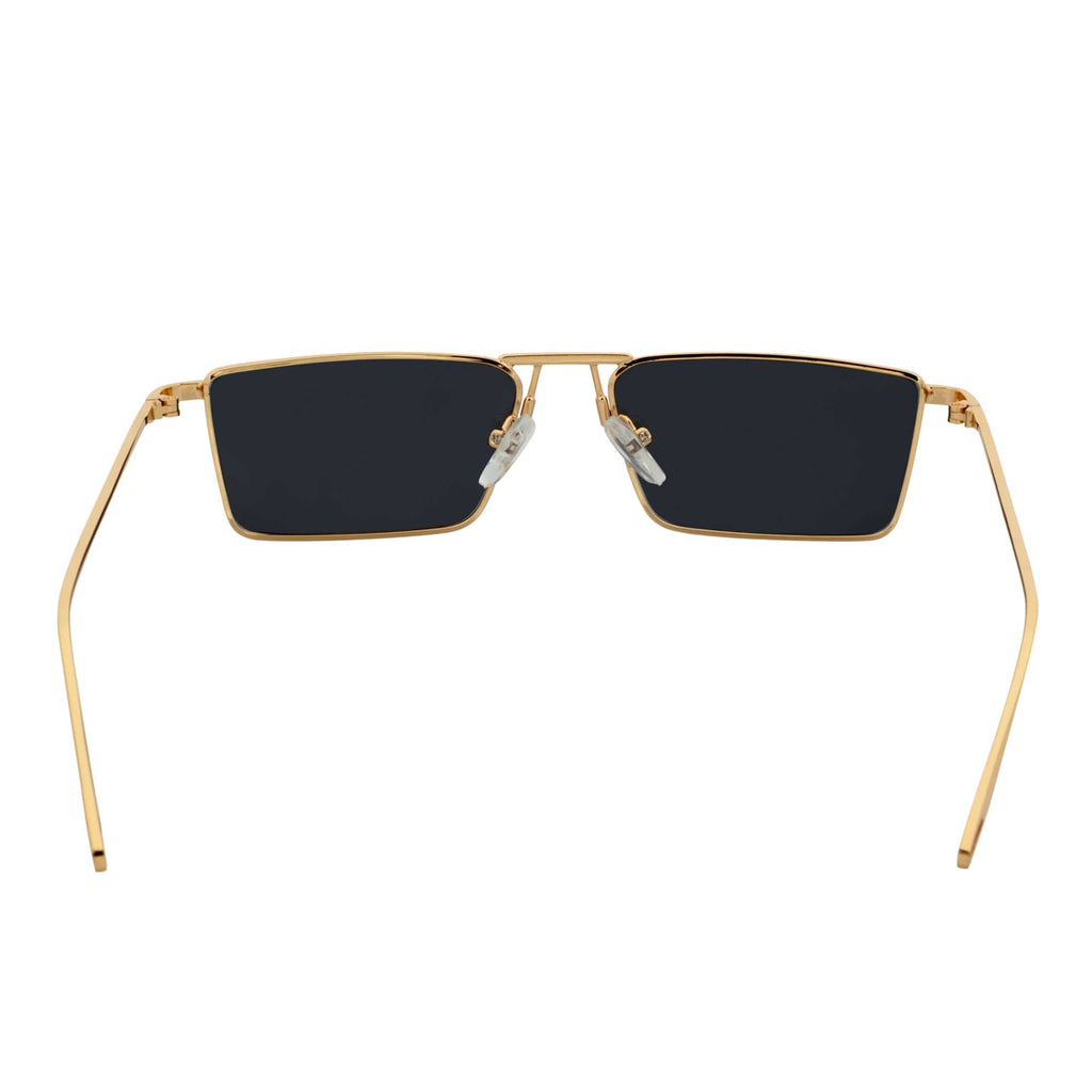 ZUIKO - Small Retro 90s Fashion Metal Rectangle Sunglasses Gold Smoke Tint