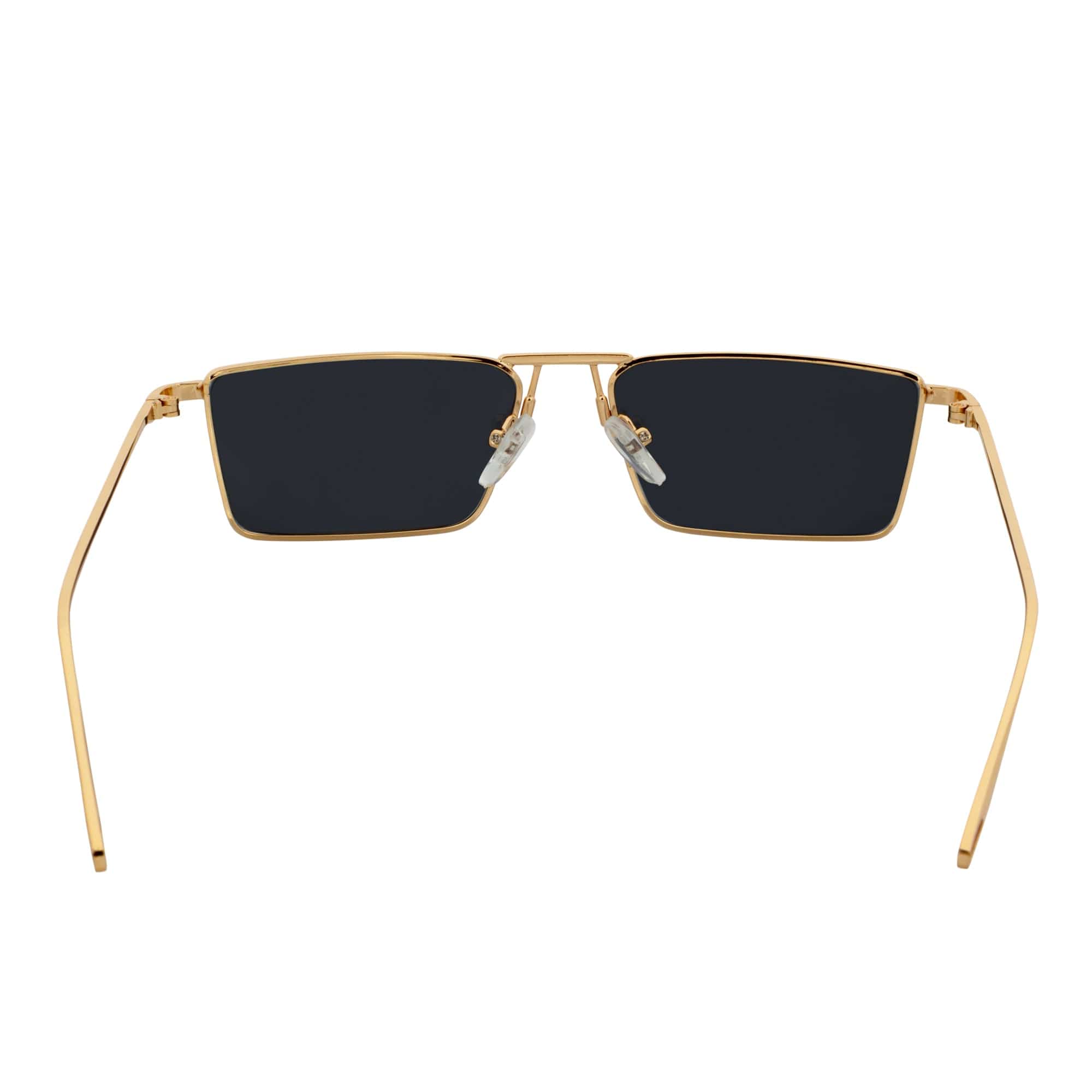 ZUIKO - Small Retro 90s Fashion Metal Rectangle Sunglasses Gold Smoke Tint