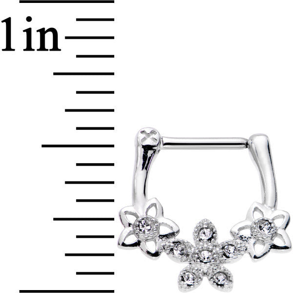 16G 5/16 Clear Gem Field of Flowers Septum Clicker