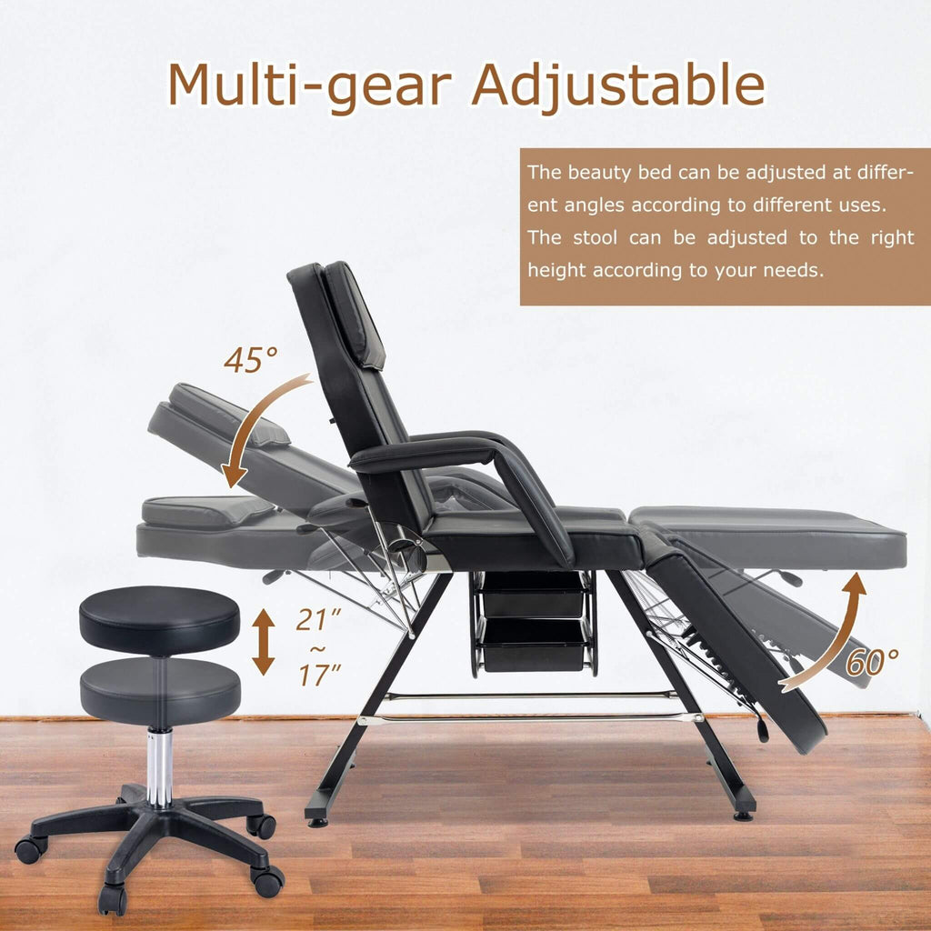 Multi-Purpose 3-Section Adjustable Massage Tattoo Chair With Stool (SAK35617)