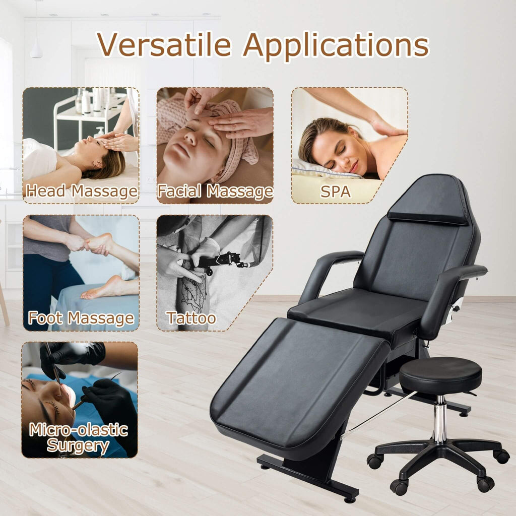 Multi-Purpose 3-Section Adjustable Massage Tattoo Chair With Stool (SAK35617)