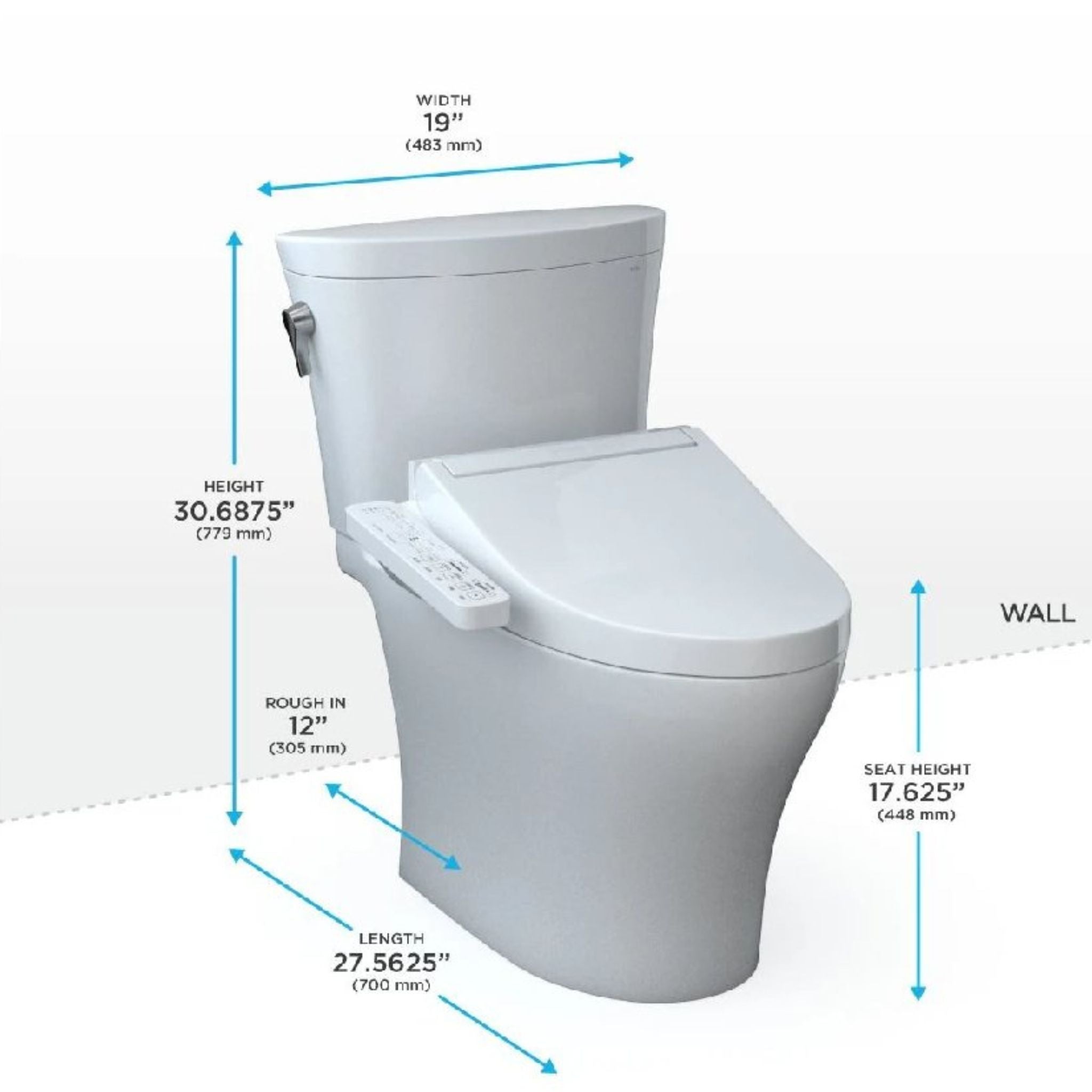 [MW4483074CEMFGN#01] TOTO Aquia IV Arc 1.28 GPF And 0.9 GPF Elongated Toilet With Washlet C2 And Left Hand Lever (SAK87231)