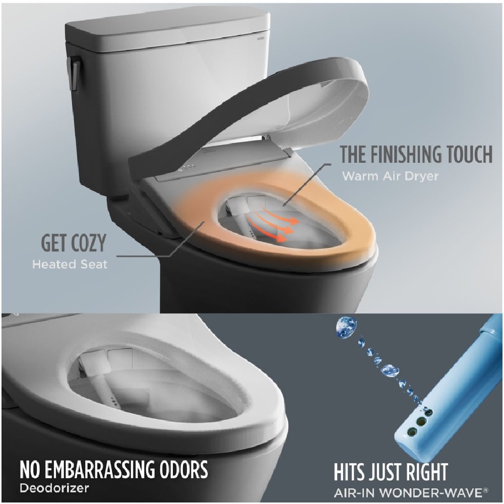 [MW7764736CSFGA#01] TOTO Drake 1.6 GPF Elongated Toilet With S7A Auto Open Bidet Seat And EWater (SAK15280)