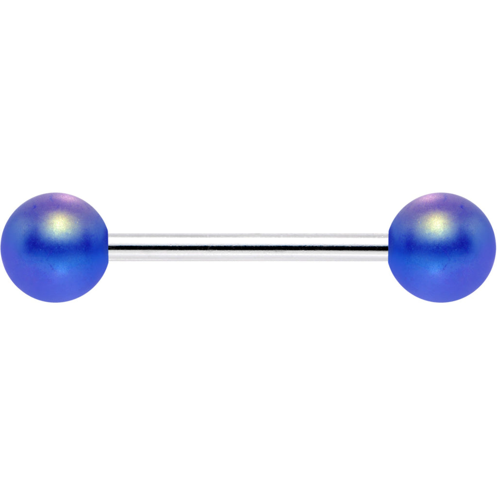 Matte Iridescent Blue 6mm Acrylic Ball Barbell Tongue Ring