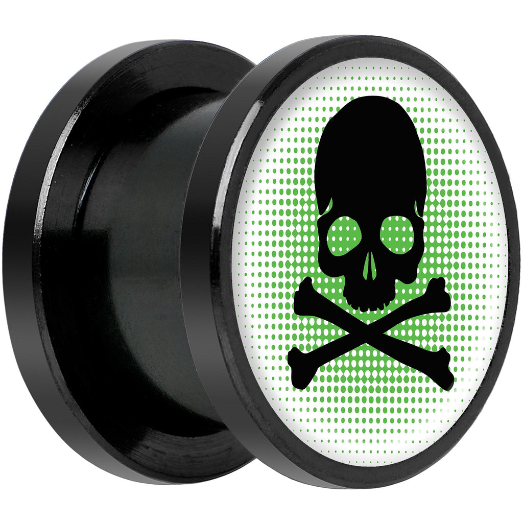 Green Black Skull Black Anodized Screw Fit Plug Set 1/2