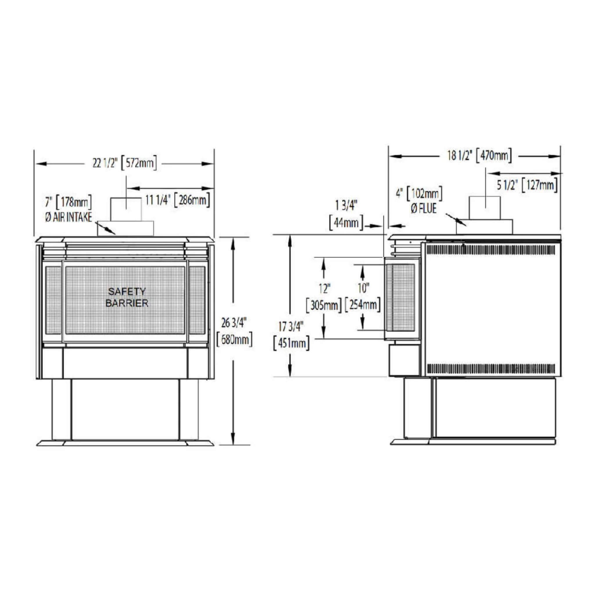 Napoleon Haliburton 50 22-Inch Direct Vent Millivolt Ignition Compact Natural Gas Stove [GDS28-1NSB] (SAK81523)
