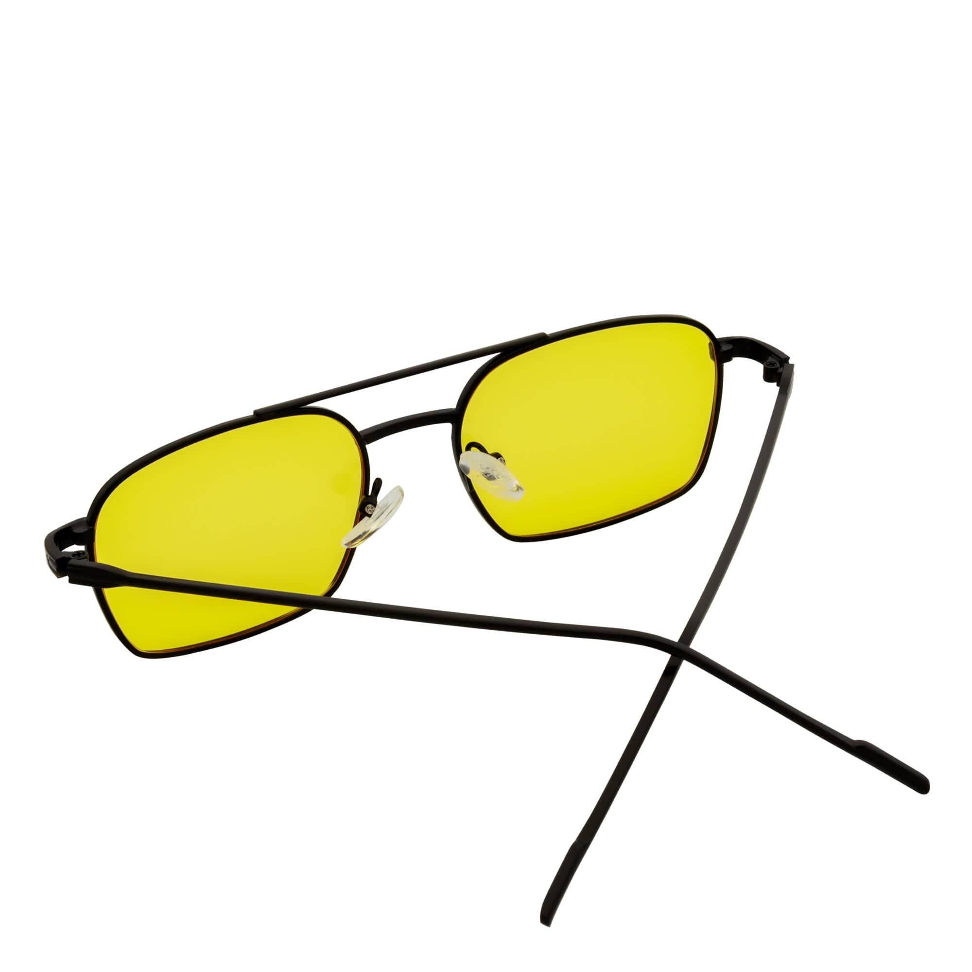 NEUMANN - Retro 90s Fashion Metal Small Rectangle Sunglasses Black Yellow