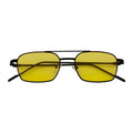 NEUMANN - Retro 90s Fashion Metal Small Rectangle Sunglasses Black Yellow