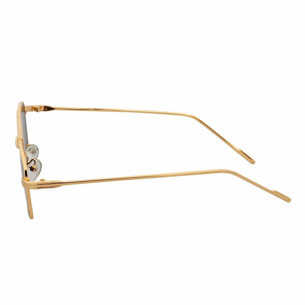 NEUMANN - Retro 90s Fashion Metal Small Rectangle Sunglasses Gold Smoke