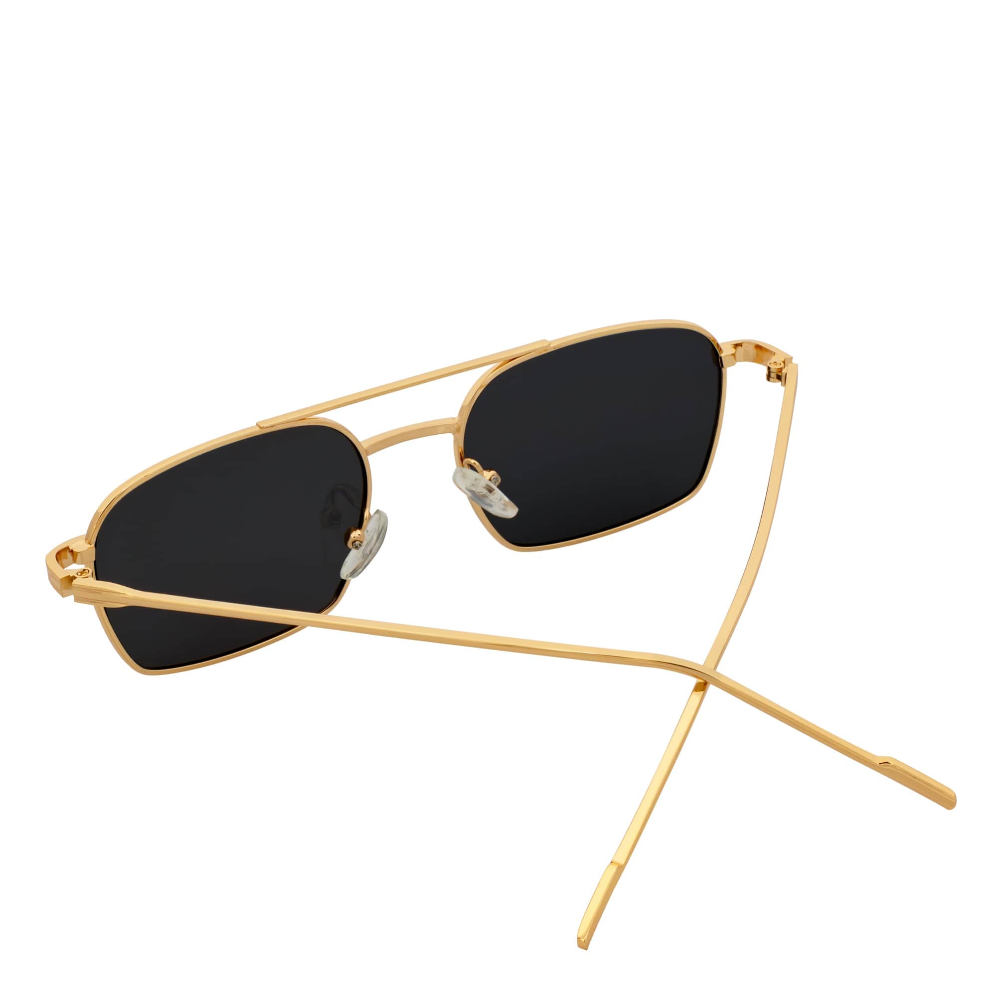 NEUMANN - Retro 90s Fashion Metal Small Rectangle Sunglasses Gold Smoke