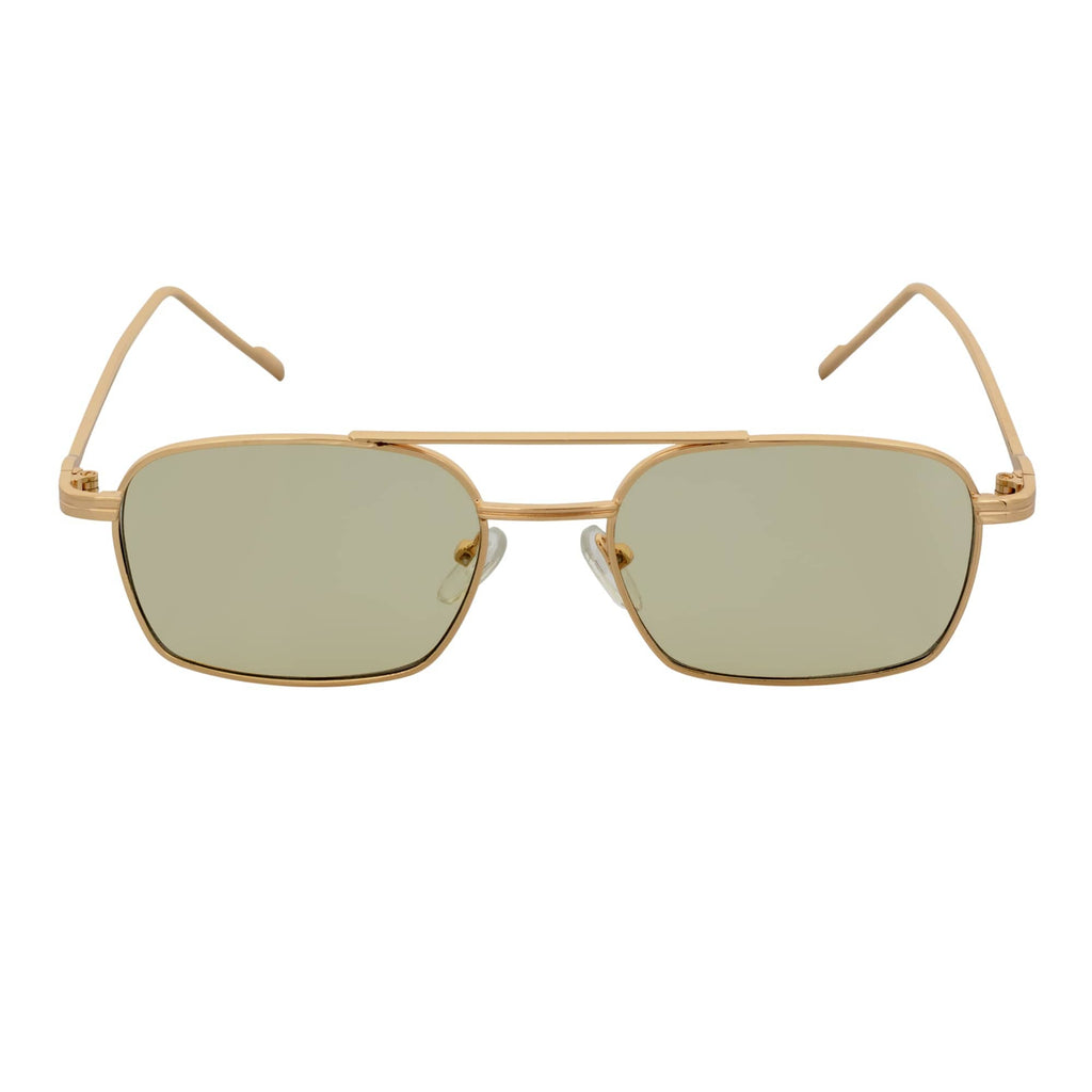 NEUMANN - Retro 90s Fashion Metal Small Rectangle Sunglasses Gold Yellow