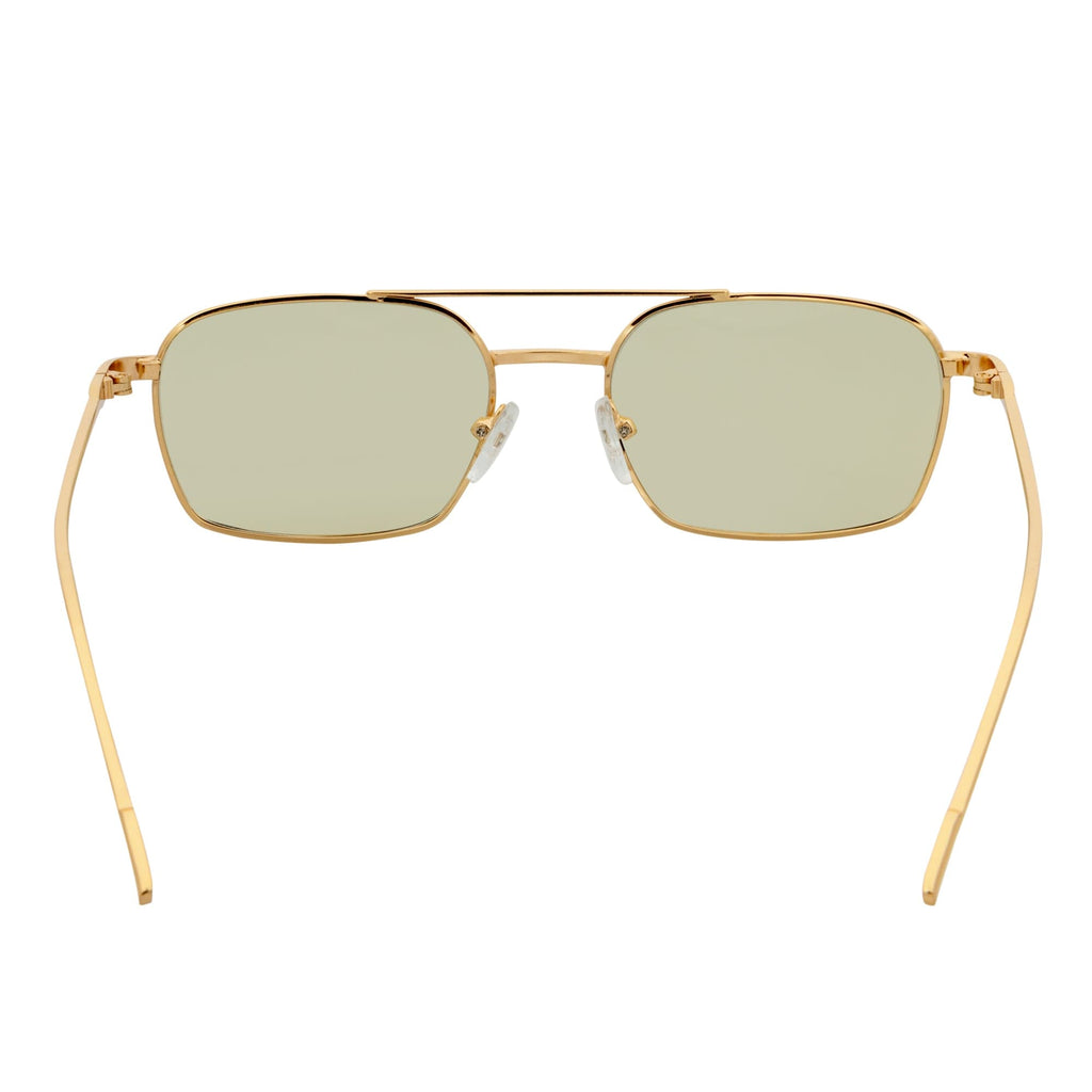NEUMANN - Retro 90s Fashion Metal Small Rectangle Sunglasses Gold Yellow