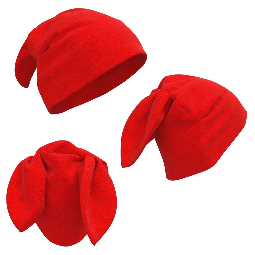 Fleece Bunny Beanie – Red, Navy Blue & Grey Kawaii Winter Hats with Bunny Ears for Alt Fashion