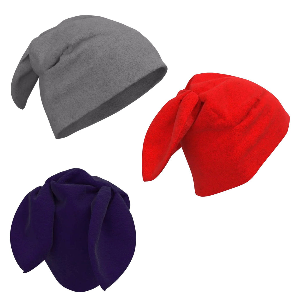 Fleece Bunny Beanie – Red, Navy Blue & Grey Kawaii Winter Hats with Bunny Ears for Alt Fashion