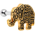 16G 1/4 Gold Tone Boho Elephant Tragus Cartilage Earring