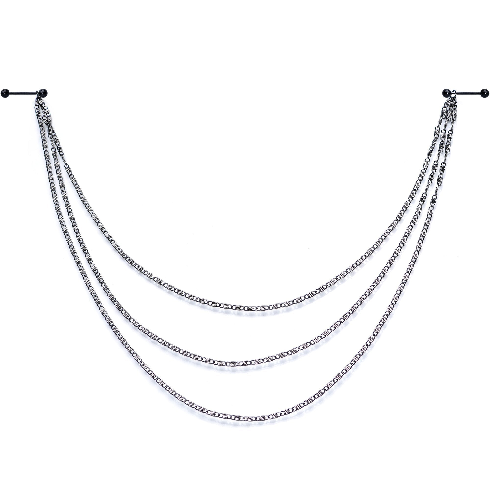 Handcrafted Black Anodized Titanium Swirly Link Dangle Nipple Chain