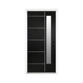 [36X80-Inch] Nuvia Black Modern Left Inswing Fiberglass Entry Door With Frosted Glass (SAK25849)