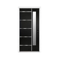 [36X80-Inch] Nuvia Black Modern Left Inswing Fiberglass Front Door With Frosted Glass [4-9/16 Frame] (SAK96731)