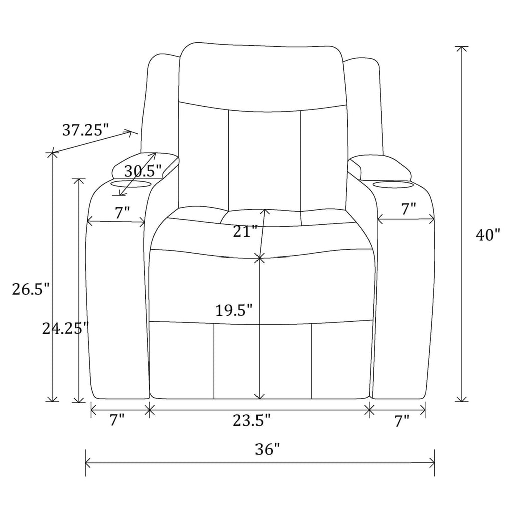 Nuvia Luxury Charcoal Upholstered Power Recliner Armchair With LED Lights (SAK16429)