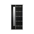 [36X80-Inch] Nuvia Modern Frosted Glass Black Fiberglass Front Door With Right Inswing (SAK10584)