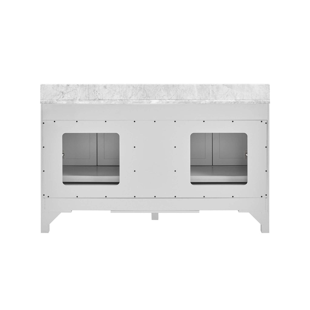 Nuvia Premium 60-Inch Freestanding Double Sink Bathroom Vanity With Carrara Marble Top (SAK51829)