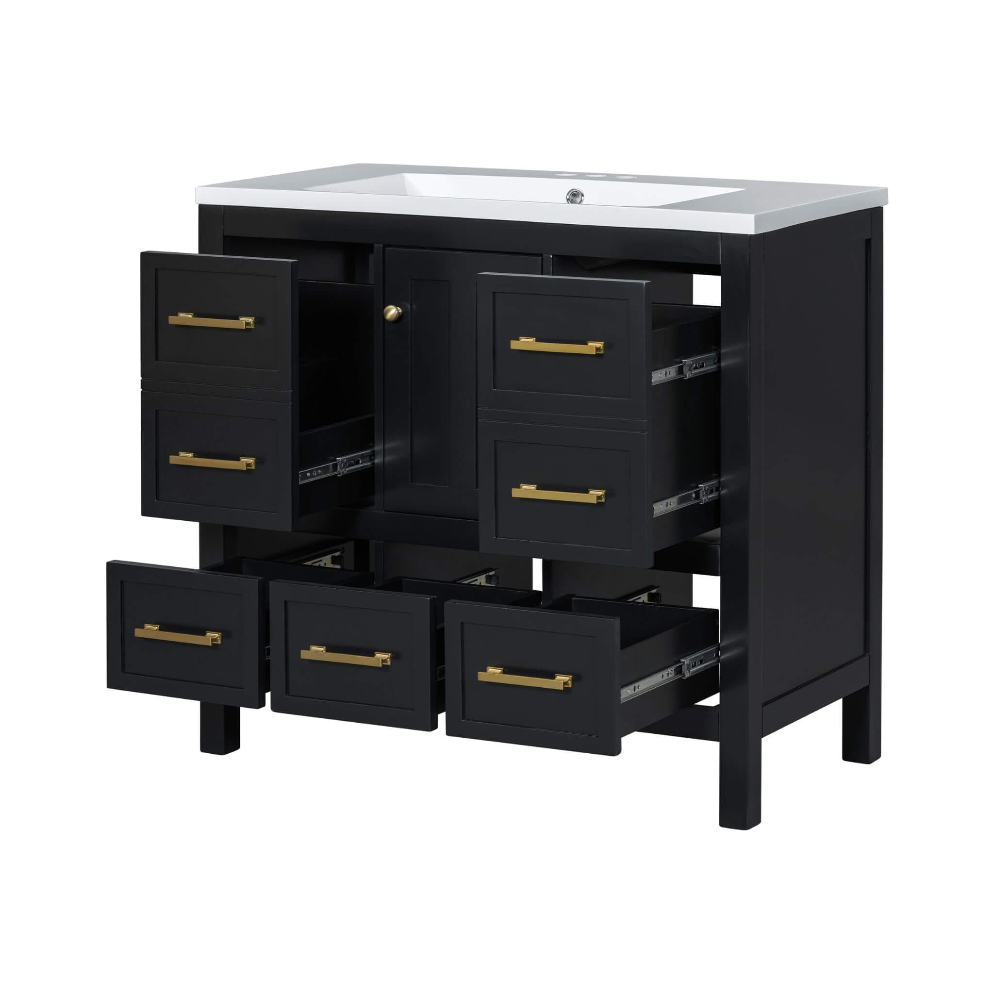 Nuvia Premium 72-Inch Bathroom Vanity Set With Resin Sink And Soft-Close Drawers [Faucet Not Included] (SAK62749)