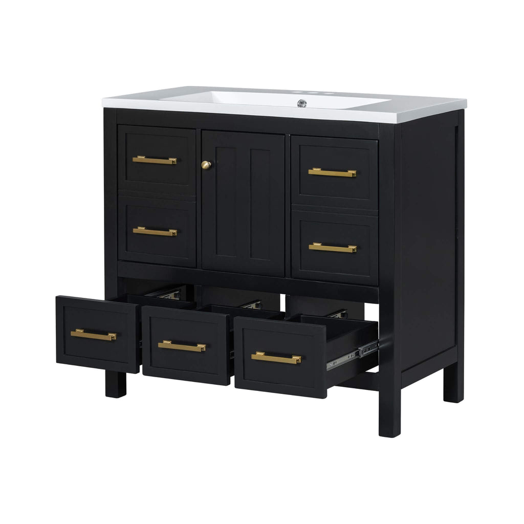 Nuvia Premium 72-Inch Bathroom Vanity Set With Resin Sink And Soft-Close Drawers [Faucet Not Included] (SAK62749)