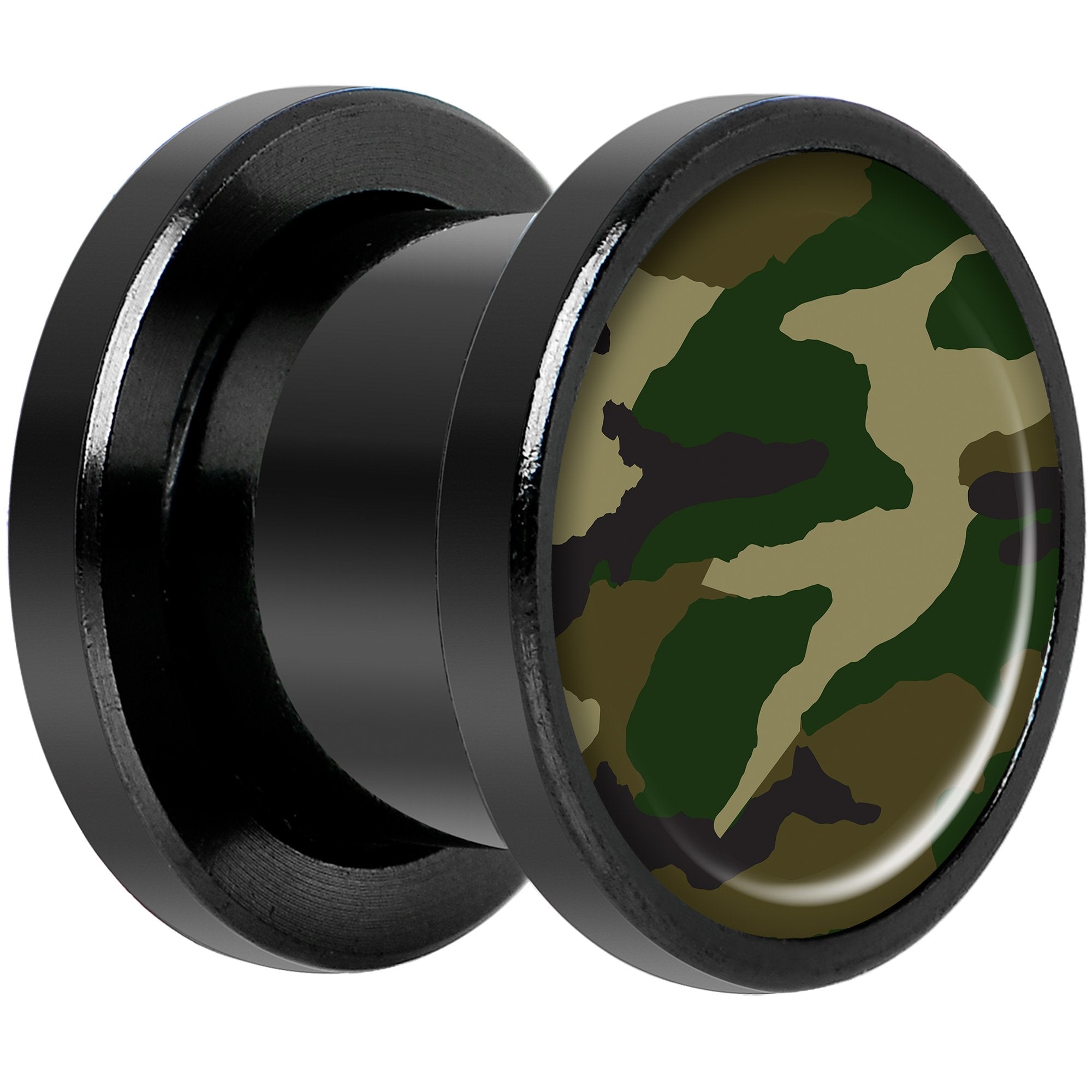 Woodland Camo Print Black Anodized Screw Fit Plug Set 00G