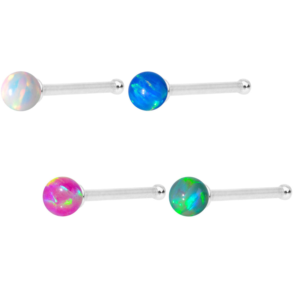 Multi Color 2.5mm Synthetic Opal Ball Nose Bone 4 Pack Set