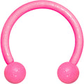 16G 3/8 Pink Glow in the Dark Horseshoe Circular Barbell
