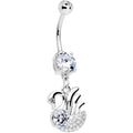 Clear Gem Sophisticated Swan Dangle Belly Ring