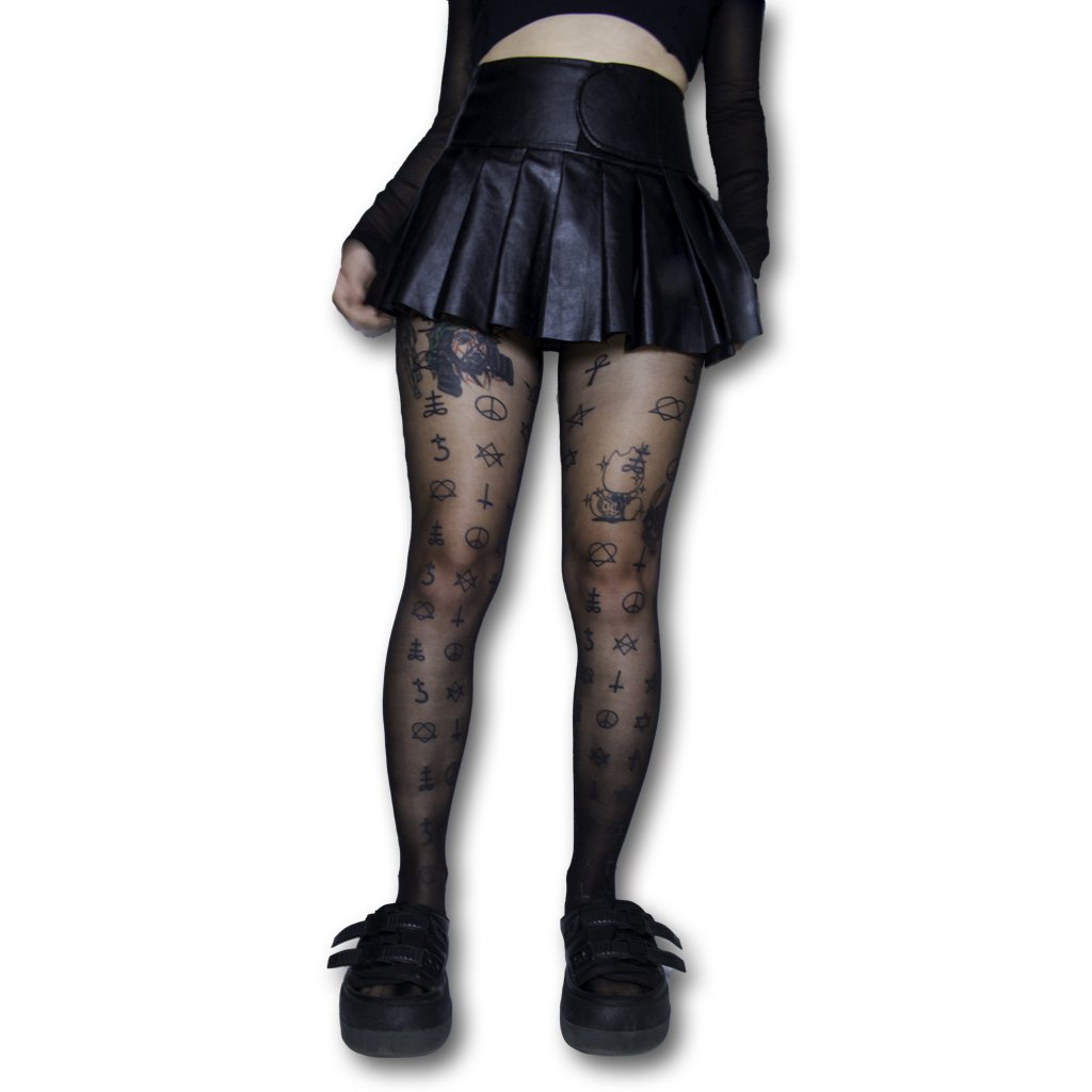 Occulted Stockings – Mystical Nylon Blend Tights for Alt Fashion, Goth Style & Layering