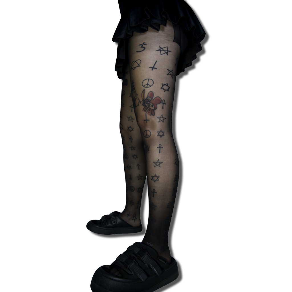 Occulted Stockings – Mystical Nylon Blend Tights for Alt Fashion, Goth Style & Layering