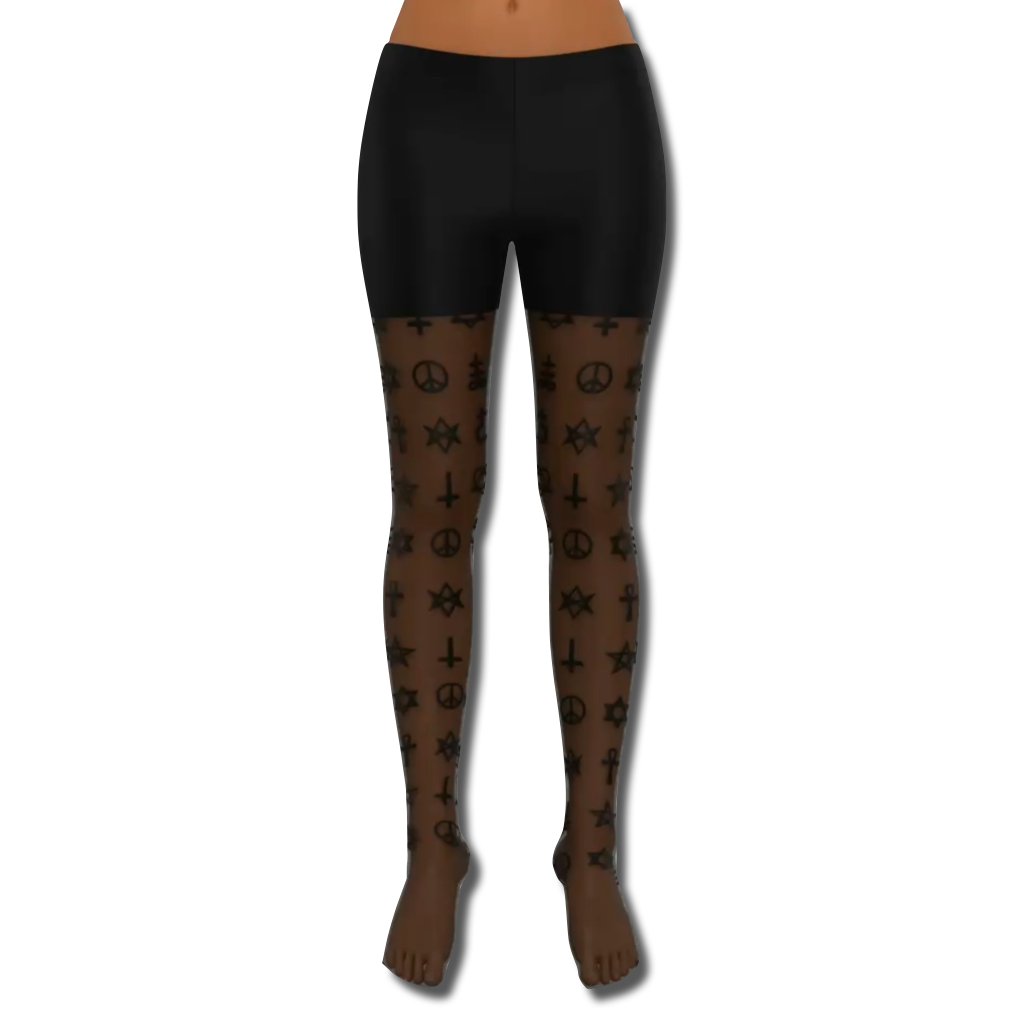 Occulted Stockings – Mystical Nylon Blend Tights for Alt Fashion, Goth Style & Layering