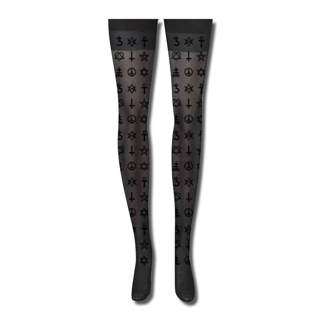 Occulted Stockings – Mystical Nylon Blend Tights for Alt Fashion, Goth Style & Layering