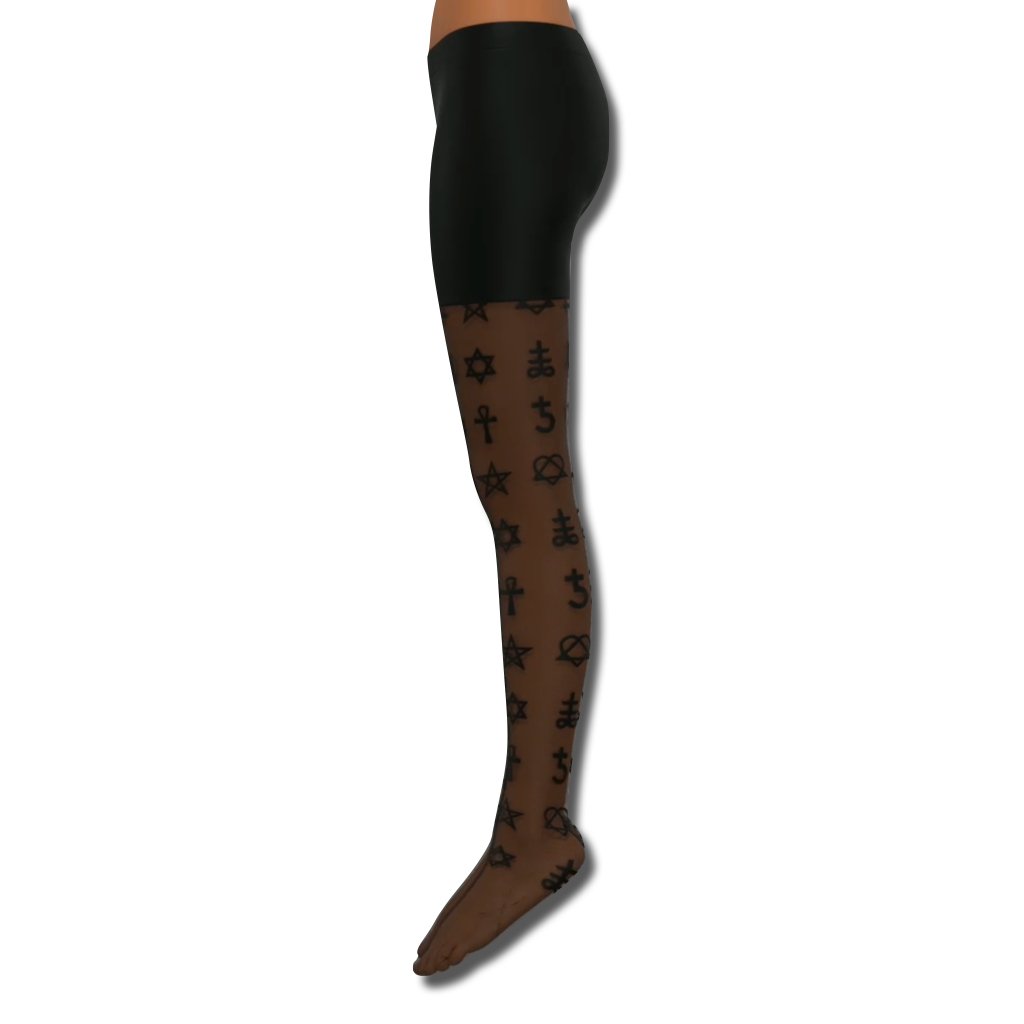 Occulted Stockings – Mystical Nylon Blend Tights for Alt Fashion, Goth Style & Layering