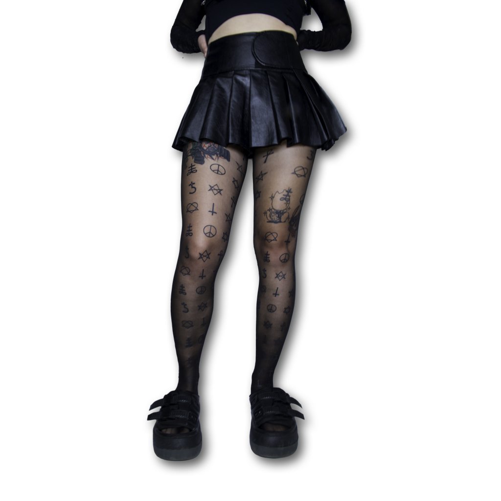 Occulted Stockings – Mystical Nylon Blend Tights for Alt Fashion, Goth Style & Layering