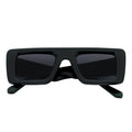 OFFSET - Two-Tone 90s Retro Thick Rectangle Sunglasses Black-Purple Smoke Tint