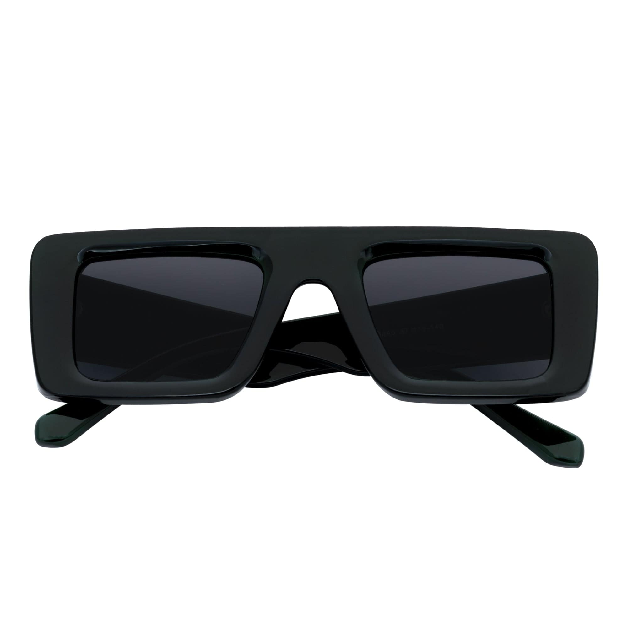 OFFSET - Two-Tone 90s Retro Thick Rectangle Sunglasses Black-Purple Smoke Tint