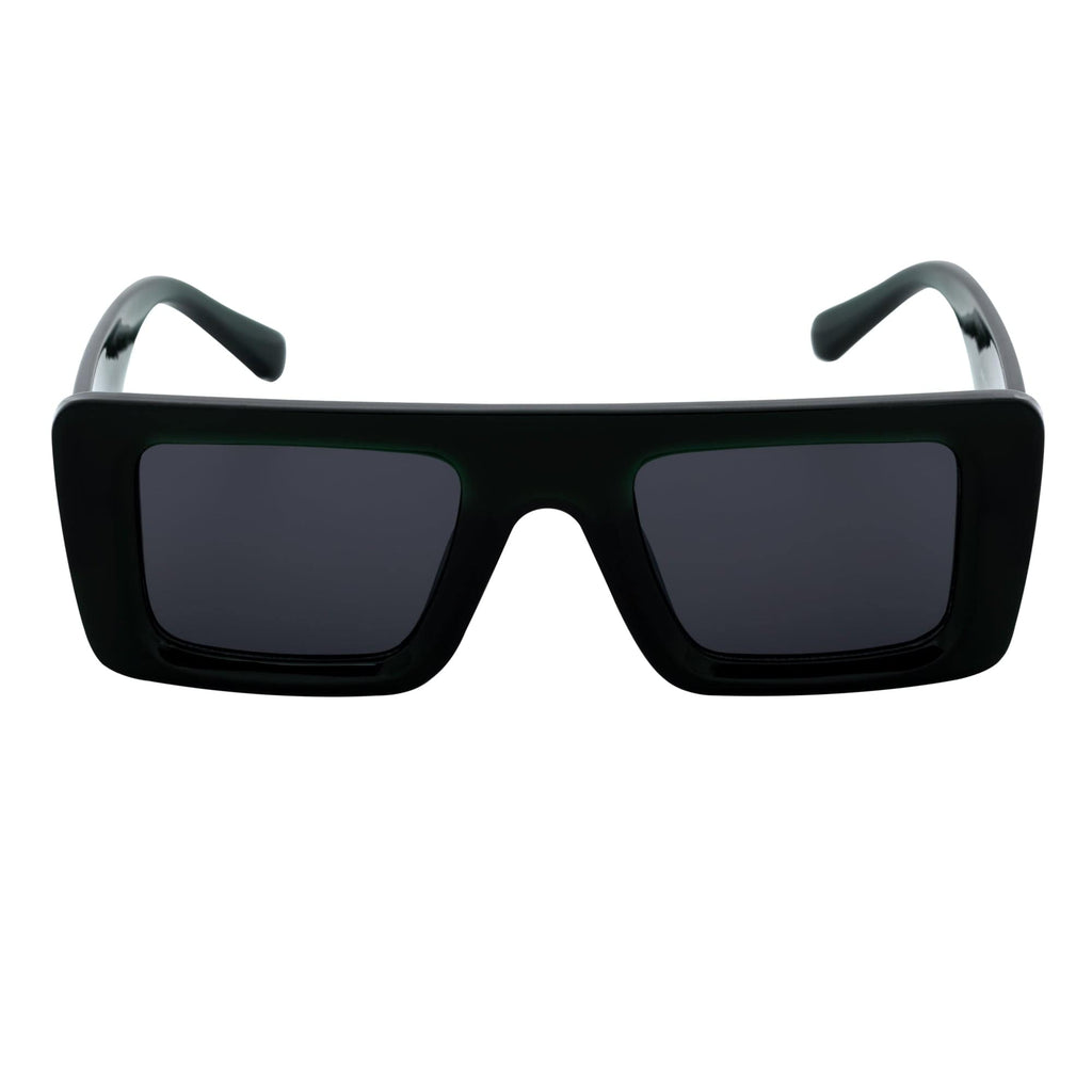OFFSET - Two-Tone 90s Retro Thick Rectangle Sunglasses Black-Purple Smoke Tint