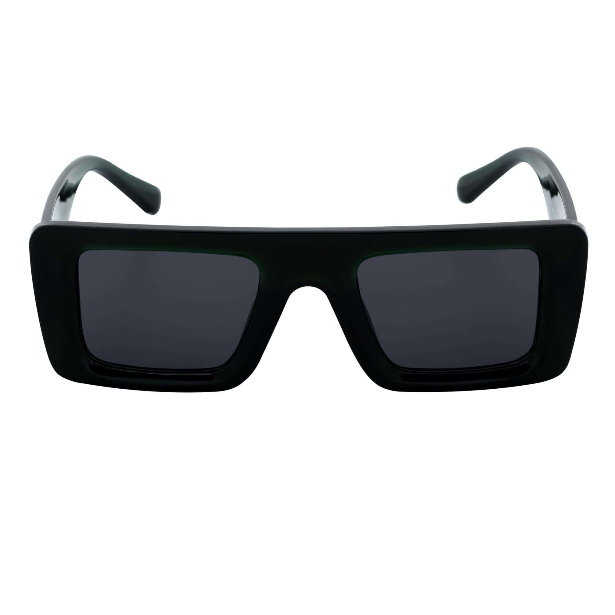 OFFSET - Two-Tone 90s Retro Thick Rectangle Sunglasses Black-Purple Smoke Tint